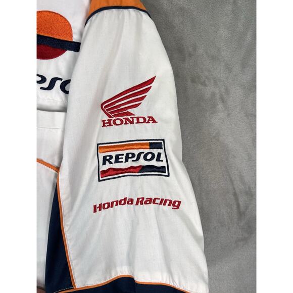 Vintage Honda HRC Pit Shirt Repsol Short Sleeve Patch Button Down Size Large - Picture 5 of 10
